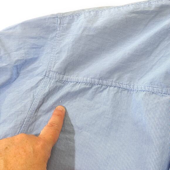 Zara Striped Poplin Cropped Shirt Short Sleeve Womens Size S Blue White Pockets - Picture 5 of 7